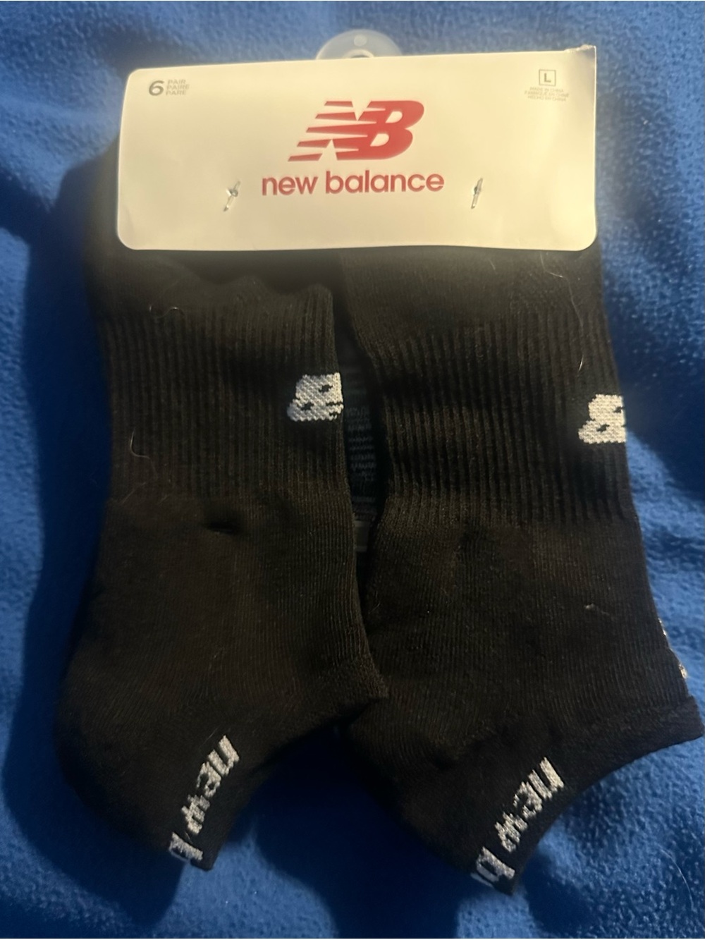 New Balance Black Athletic Crew Socks with White Logo - 6 Pack